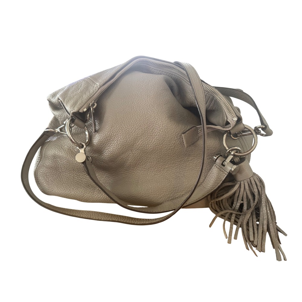Michael Kors Gray Pebbled Leather Hobo Crossbody Tassel 91KG22 2016 Preloved